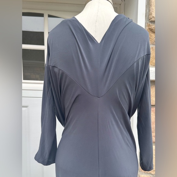 LONG SILVER MAXI COWL NECK LONG SLEEVES MERMAID STYLE DRESS XL - Picture 7 of 8